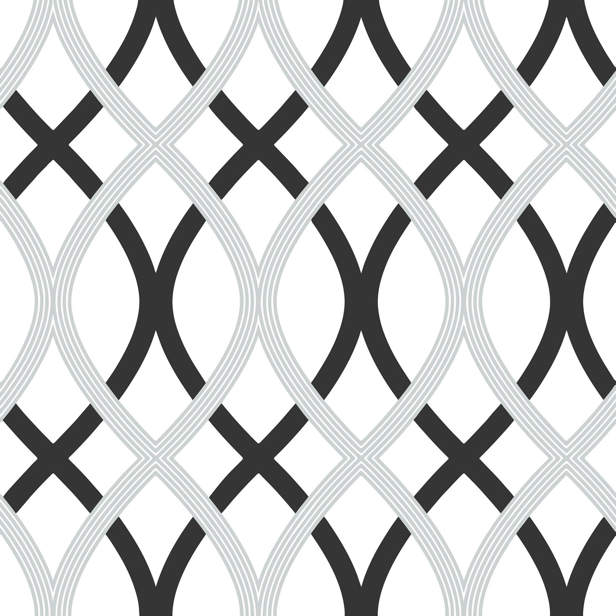 NuWallpaper Black & Silver Lattice Peel & Stick Wallpaper